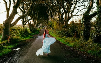 Fairytale Princess in Dark Hedges, Ireland